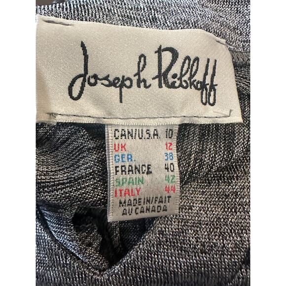 Joseph Ribkoff Silver Metallic Black Abstract Art Tunic Top Women's Size 10 - Picture 11 of 14